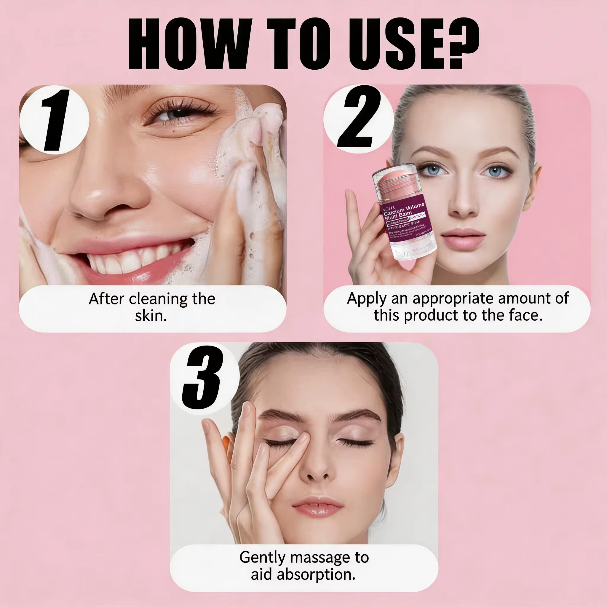 Stick de soin du visage au collagène : un produit multifonctionnel qui combine baume à lèvres, crème pour les yeux, crème pour le cou, base de maquillage et hydratant pour le visage, offrant des effet