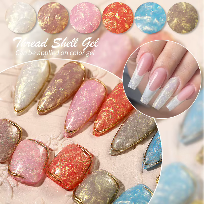LILYCUTE 7ML Vernis à Ongles Gel Effet Coquillage 3D Aurore Nacré Semi-Permanent Soak Off UV DIY Design Nail Art
