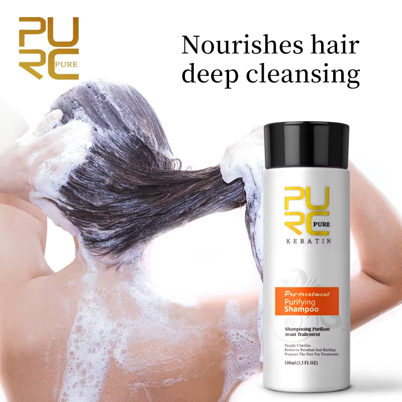 PURC – shampoing purifiant à la kératine, traitement des cheveux, nettoyage en profondeur, lissage, soins capillaires, beauté et santé, 100ml