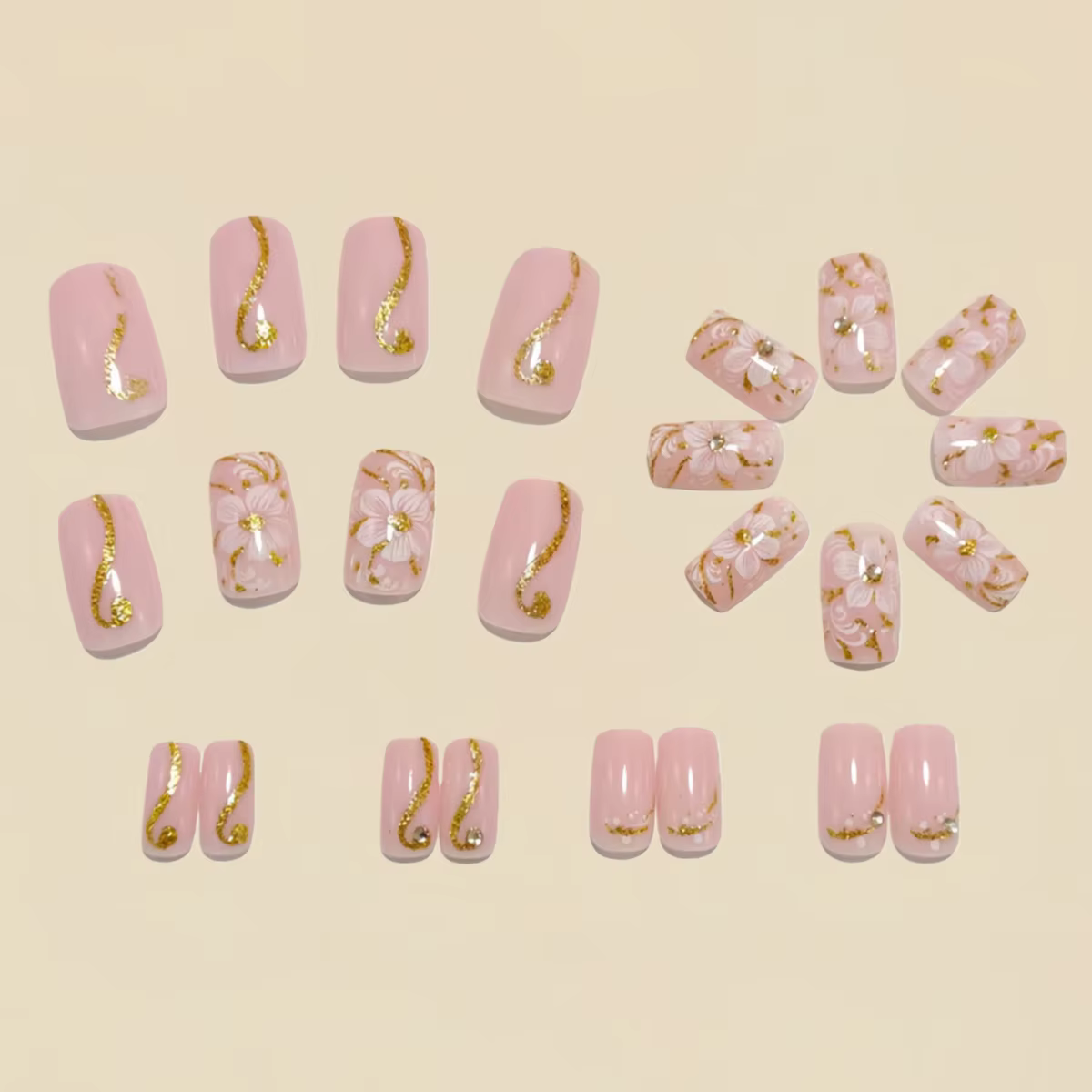Faux ongles courts et moyens pour femmes et filles