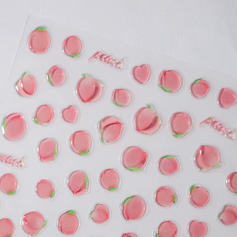Autocollant de manucure 3D translucide rose