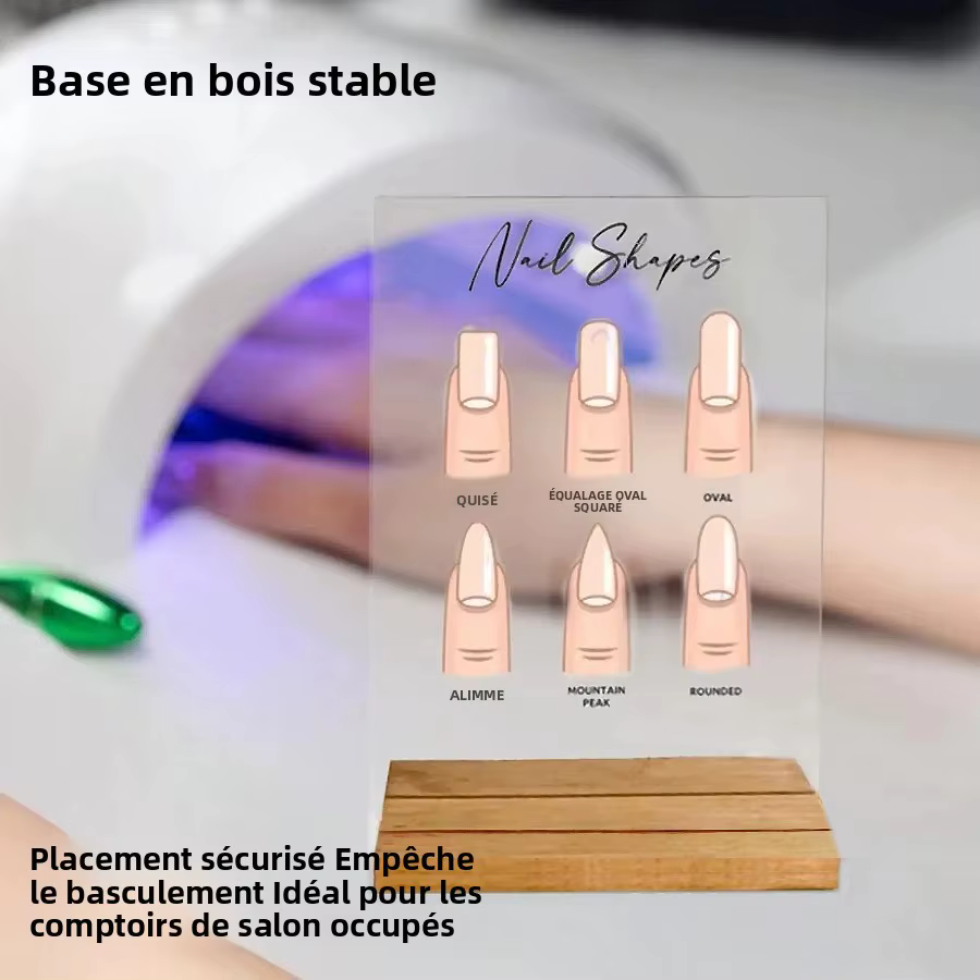 Panneau d'affichage de formes d'ongles en acrylique