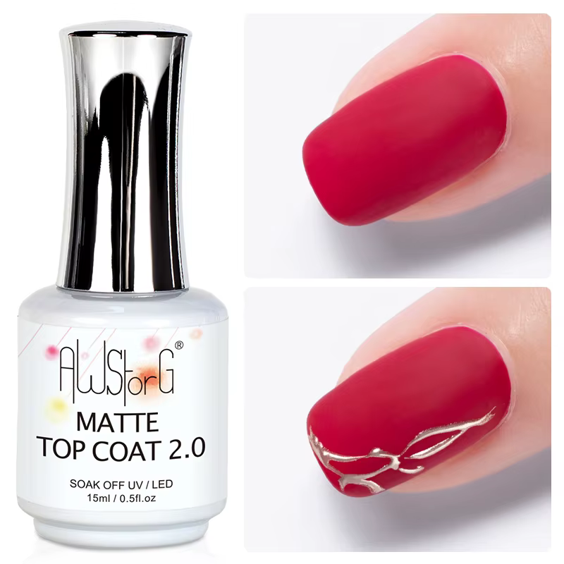 AWStorG 15ml mat couche de finition 2.0 poudre antiadhésive vernis à ongles