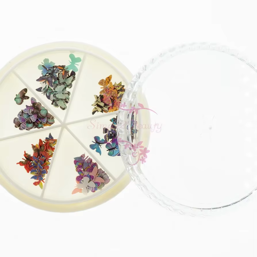 Décorations DIY pour manucure : Papillons colorés de style japonais en pâte de bois simulée pour nail art