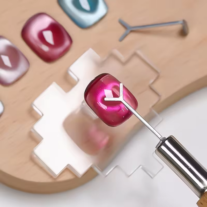 4 styles d'outils de nail art en métal pour ongles œil de chat en Y / style français mignon
