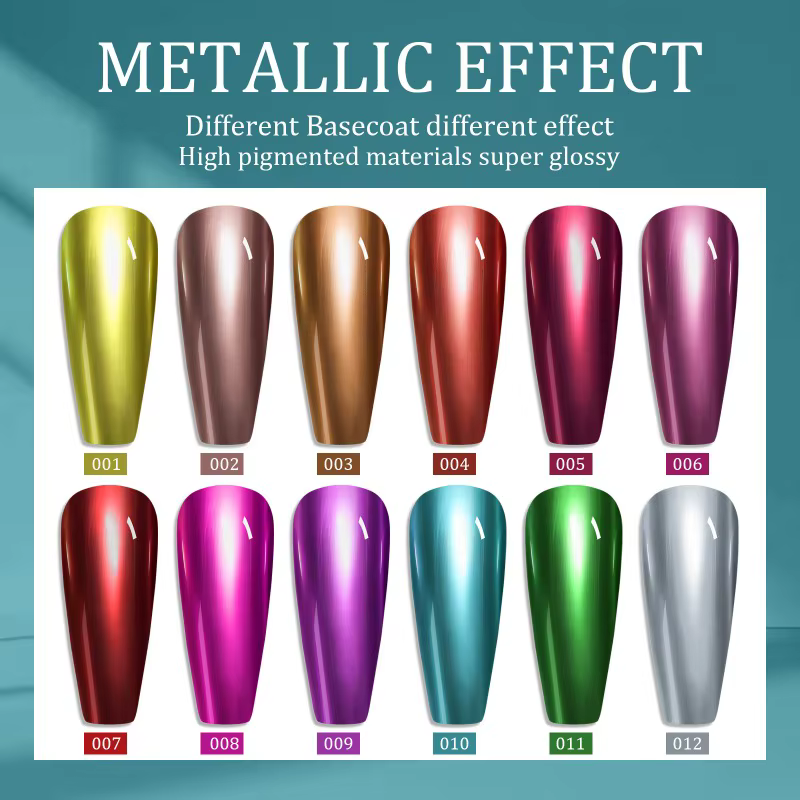 Vernis à ongles effet miroir métallique 12 couleurs