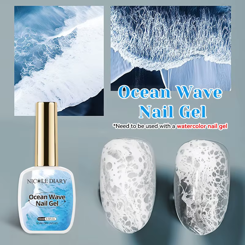 NICOLE DAIRY 15ml Gel Ongles Effet Vague Océanique Blanc Vernis Gel UV LED Soak Off pour Manucure et Nail Art Estival