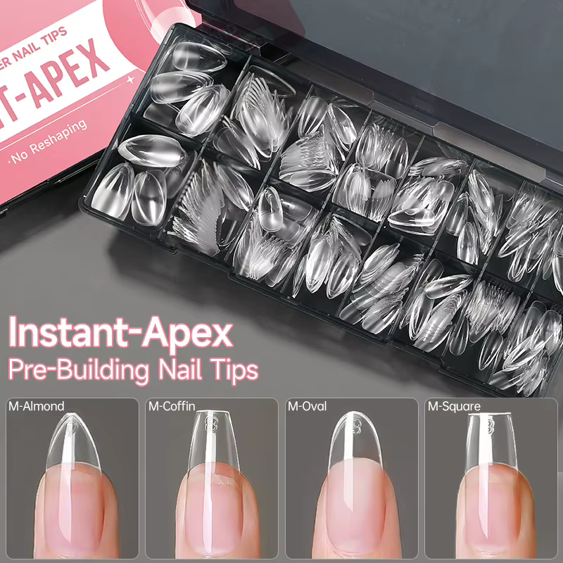 UR SUGAR 320PCS Almond Instant-Apex – Capsules d'ongles préformées semi-mates à couverture complète en acrylique pour manucure professionnelle et DIY à domicile