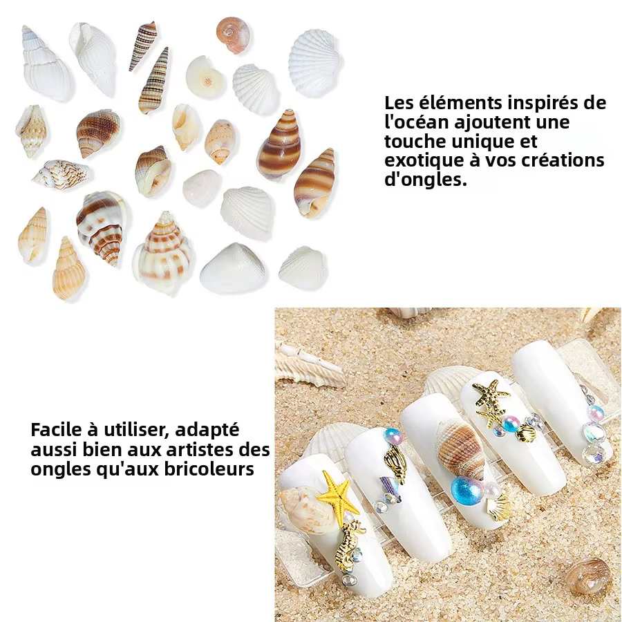 Ensemble de décoration d'ongles 3D sur le thème de l'océan hawaïen