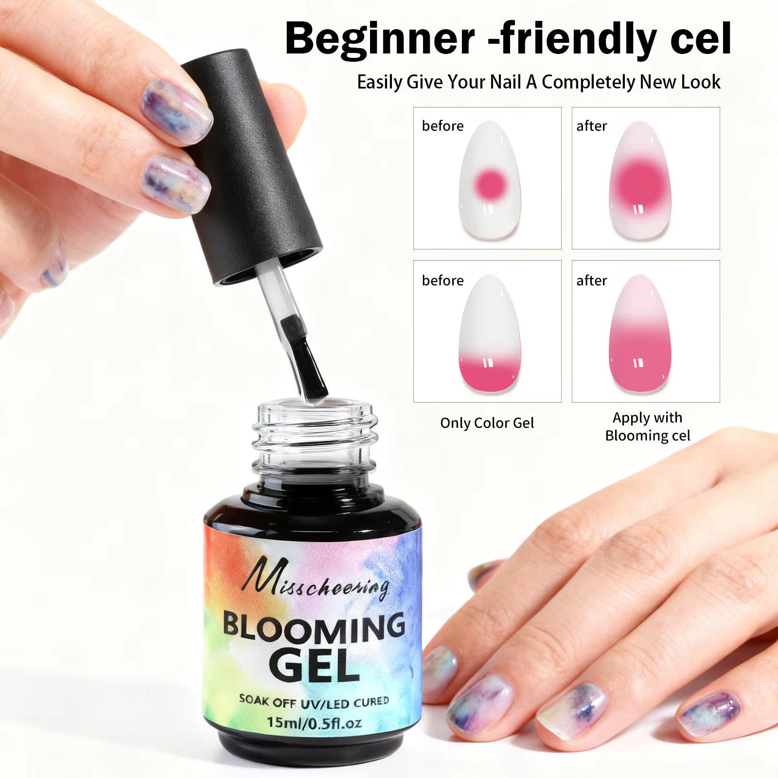 Gel à ongles de noël à fleurs claires