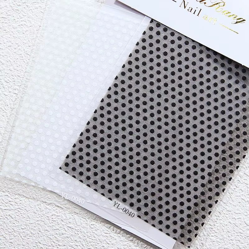 Autocollants adhésifs pour ongles à pois noirs et blancs, motifs dentelle, décorations DIY pour manucure en salon
