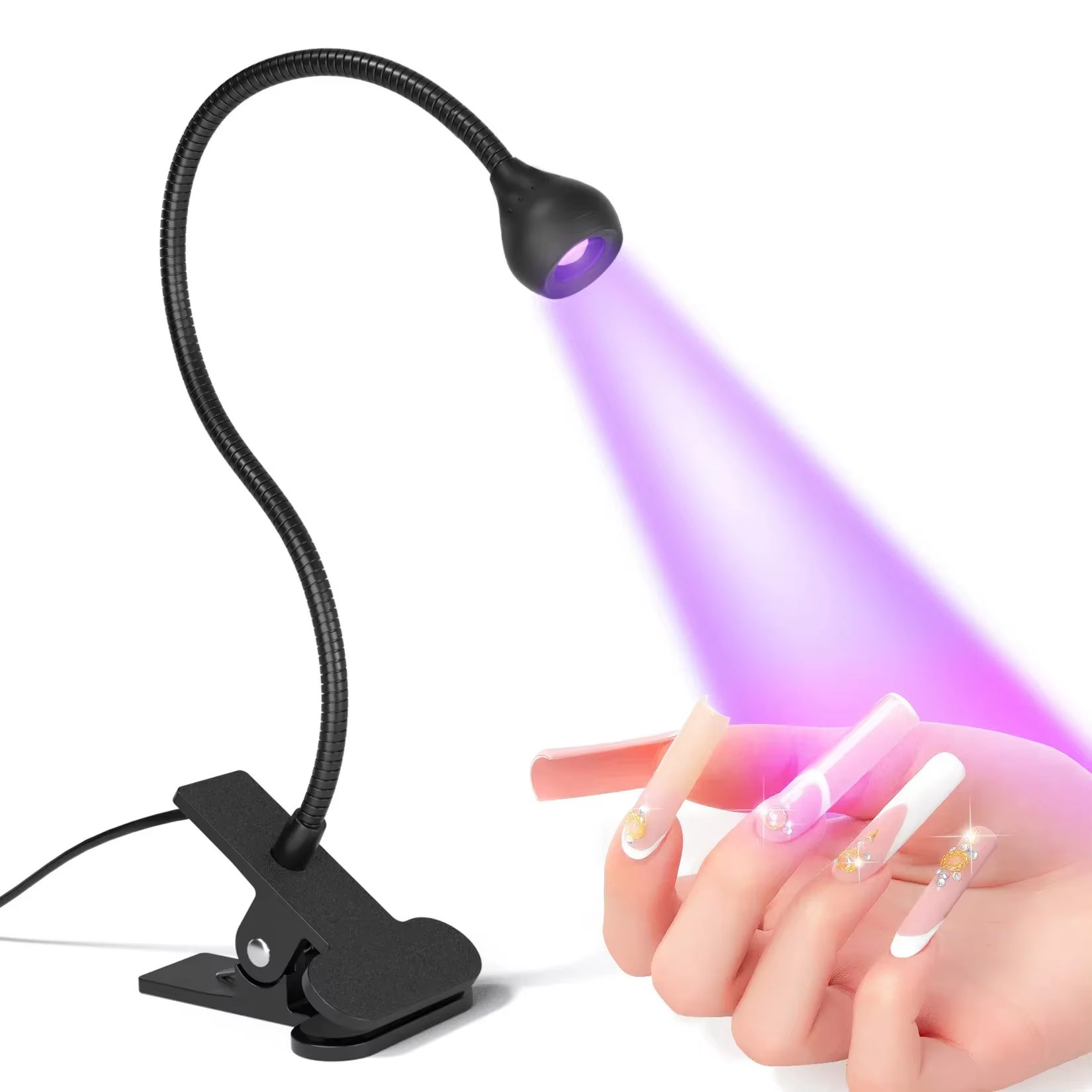 Sèche-ongles lumière UV lampe à ongles 395nm longueur d'onde Clip-on bureau Mini USB