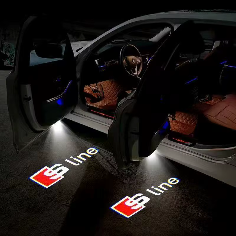 2 pièces Accessoires de lumière de bienvenue pour logo de porte de voiture pour Audi QUTTRO Sline A1 A3 A4 A5 A6 A7 Q3 Q5 Q7 TT B5 B6 B7 8P 8V 8P 8L S3 S4