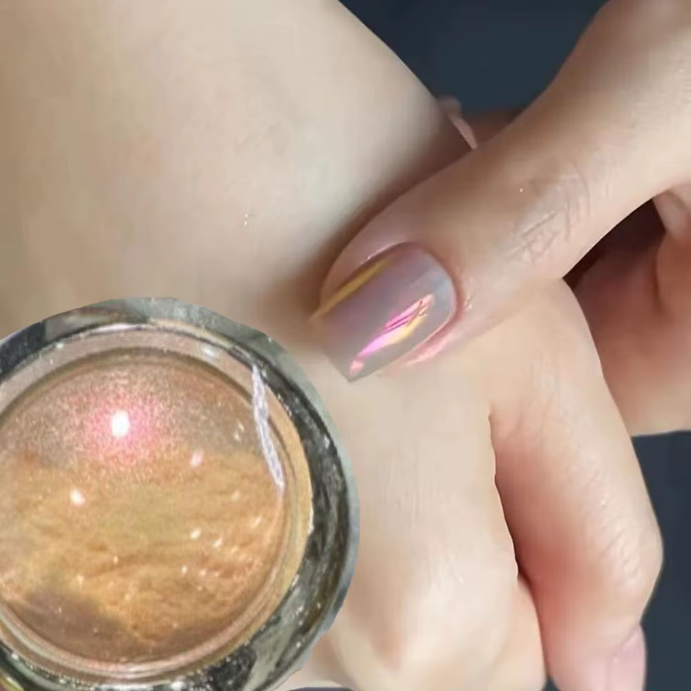 1 boîte 0.2g Champagne or Chrome poudre à ongles Aurora scintillant surligneur paillettes miroir magique