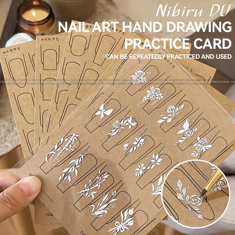 Ensemble de livres de modèles en papier pour pratique du Nail Art