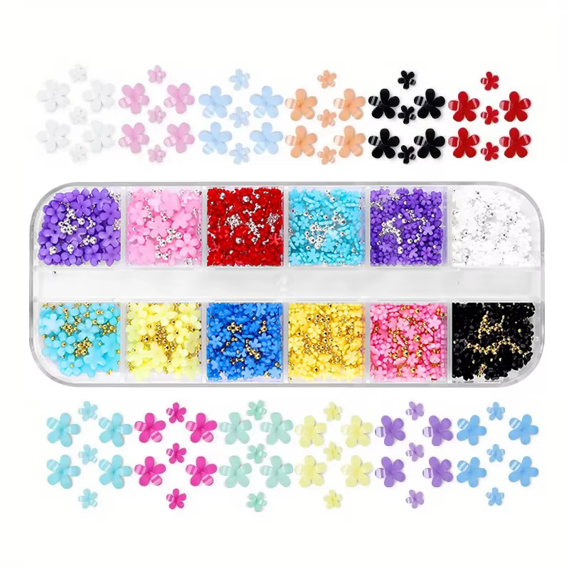Breloques à ongles en fleurs 3D pour femmes et filles