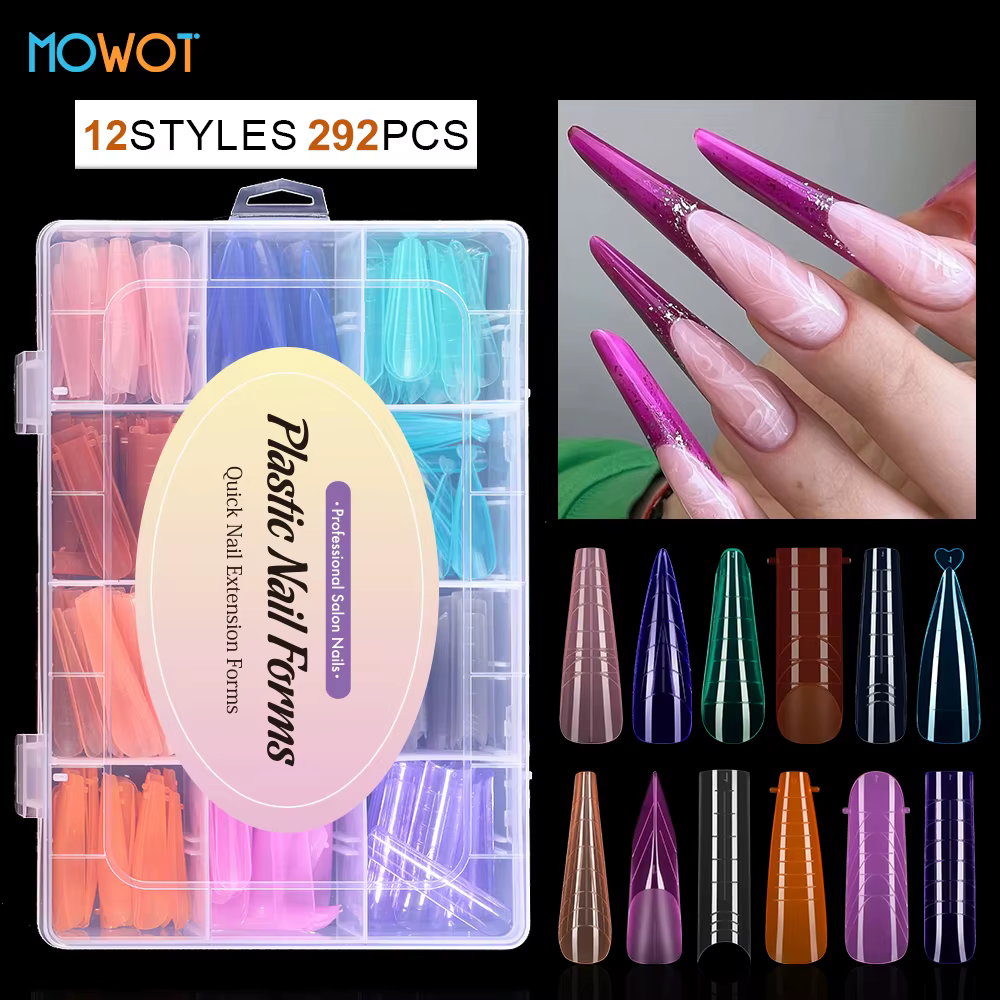 MOWOT 292 pièces couleur double forme ongles moule ensembles acrylique