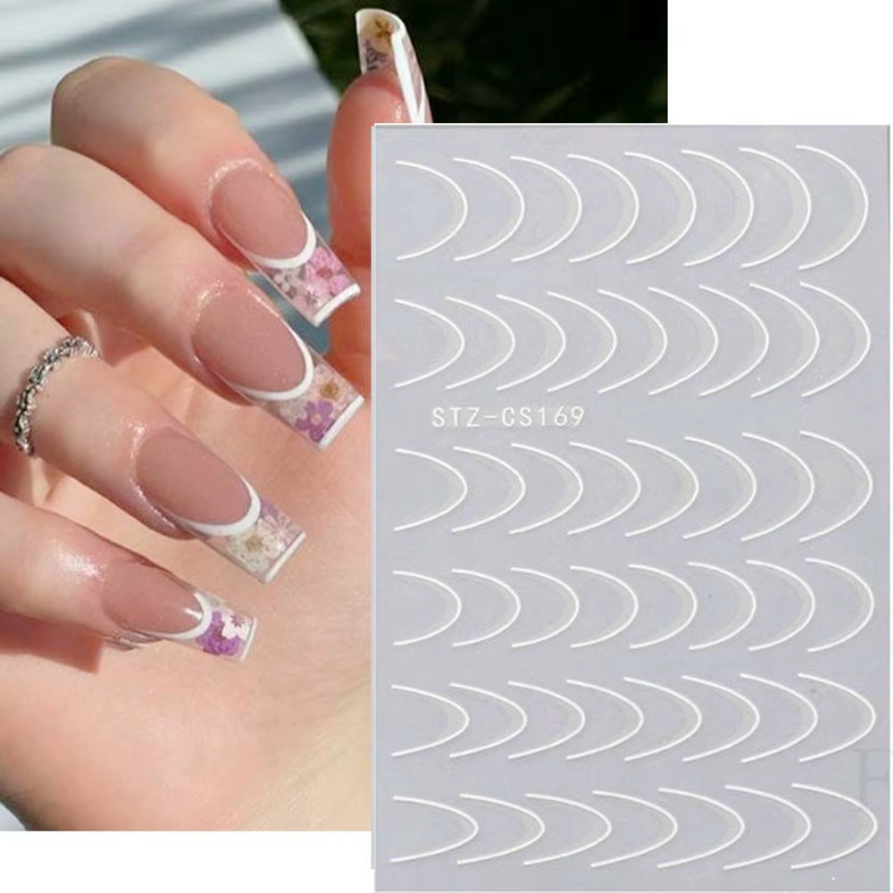 Feuilles Autocollantes à Motif Géométrique de Style Français pour Ongles