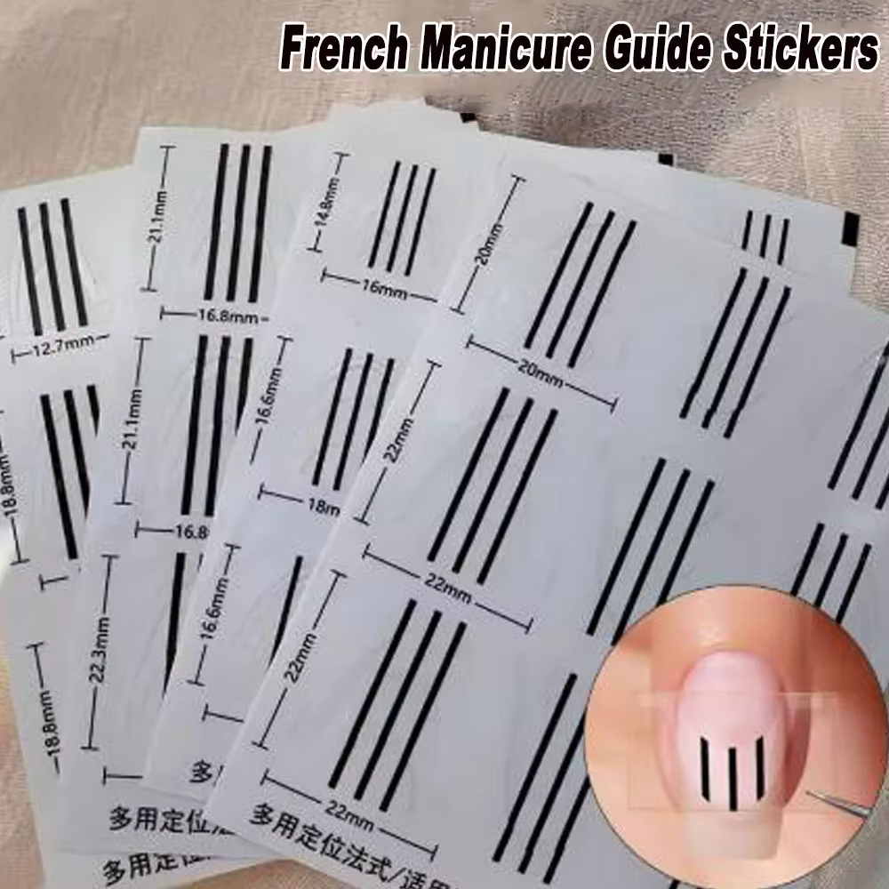 Autocollants de guidage de manucure française transparents