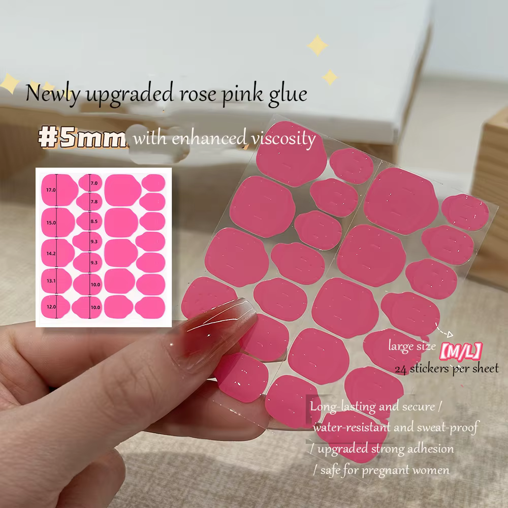 Autocollants de colle pour ongles en gelée Rose