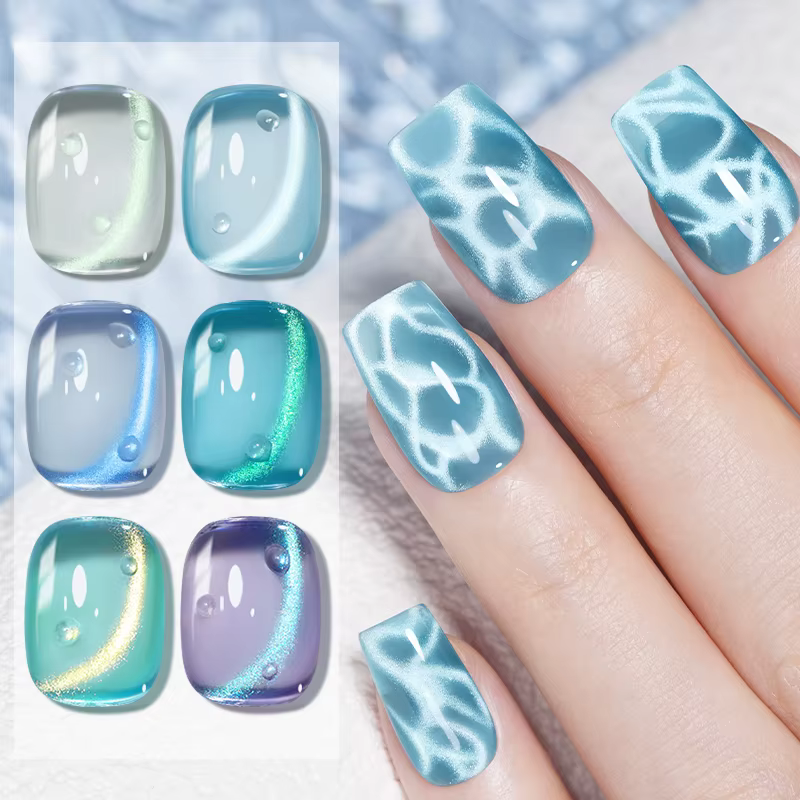 AWStorG 7.5ML océan ondulation oeil de chat Gel Aurora violet bleu Gel magnétique vernis à ongles Semi Permanent tremper UV LED Gel manucure