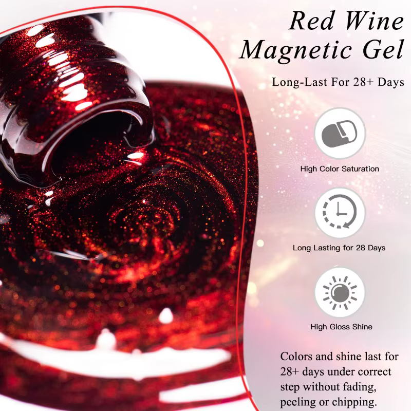 Vernis à ongles Gel magnétique chat vin rouge 10ml