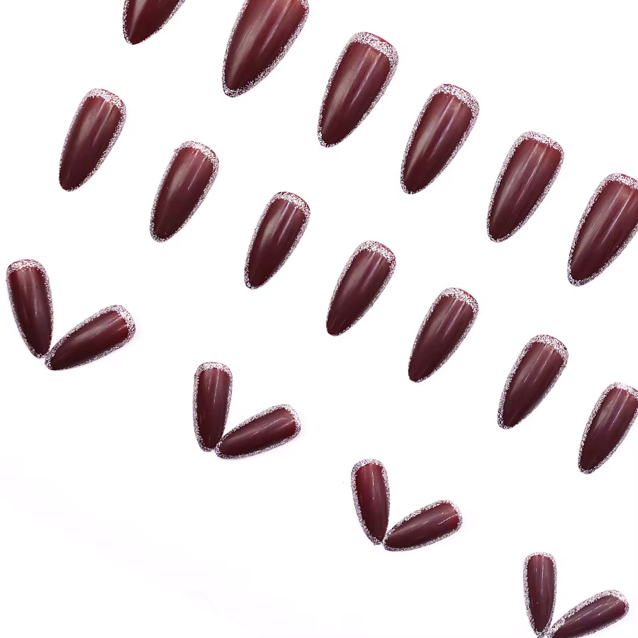 Cherry Glitter 24 pièces presse sur ongles rose dégradé faux