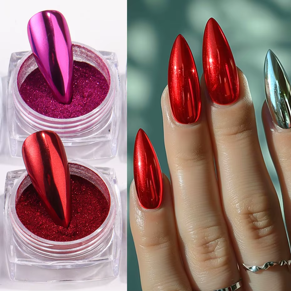 Poudre à ongles miroir chromé