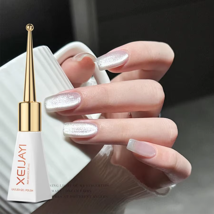 Verhéritage à Ongles Gel UV LED, Effet Holographique, Effet Galactique, Effet Miroir, Porcelaine Blanche, Œil de Chat, 1 Pièce, 10ml