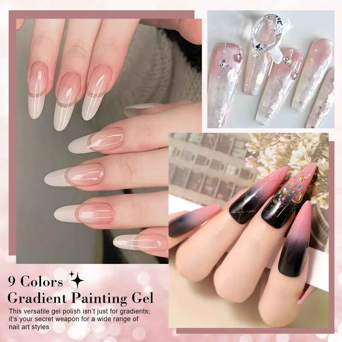 LIMEGIRL Gel de Peinture Dégradé 4 Couleurs pour Nail Art