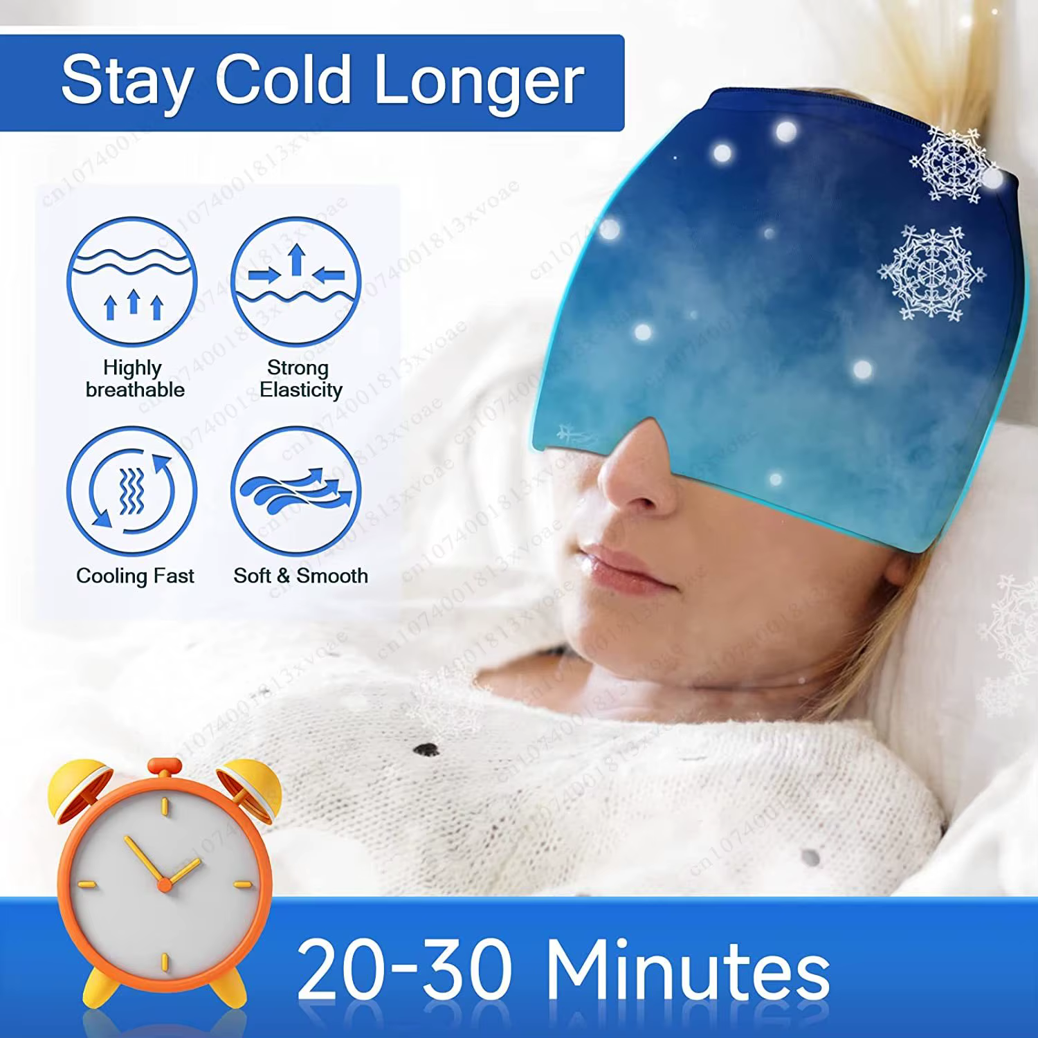 Capuchon de soulagement de la Migraine, capuchon de glace en Gel, couvre-chef monocouche, Pack de glace, soulagement de la douleur, compresse extensible, masque pour les yeux