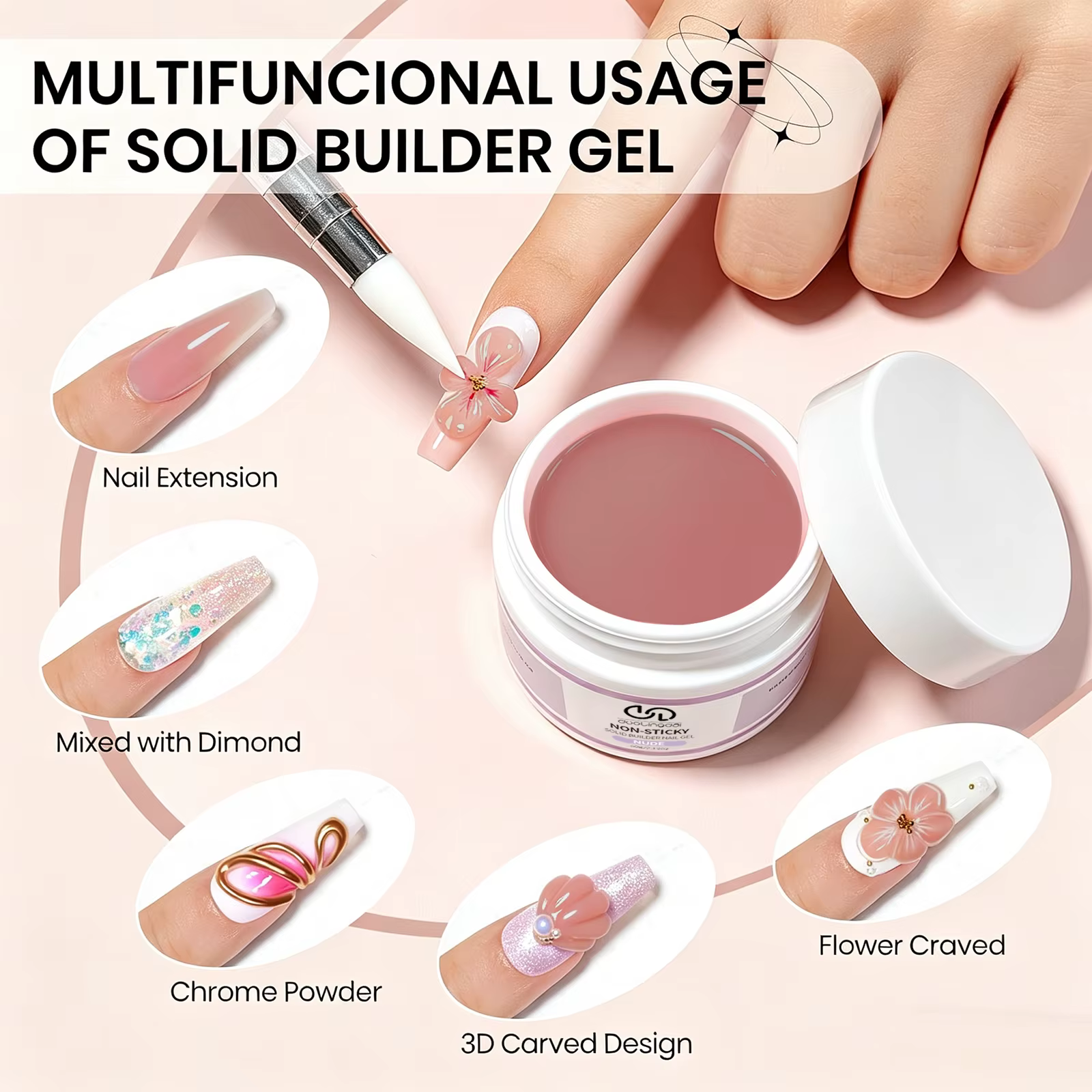 Gel de construction solide pour nail art 60ml