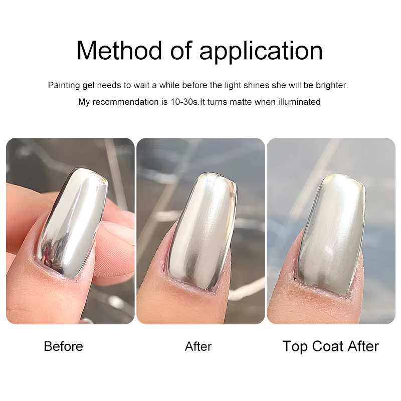 AS 5ml argent métallique peinture Liner Gel vernis Super brillant miroir Gel