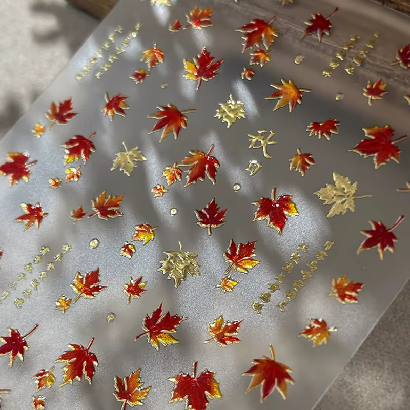 Autocollant d'automne feuille d'érable pour Nail Art