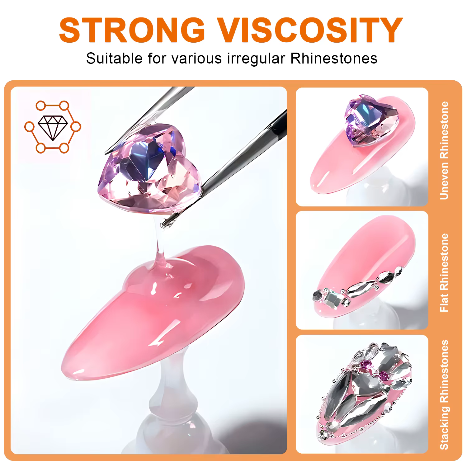 TWOING 8g/15g Gel de colle à ongles collant Super fort pour strass décorations d'art d'ongle sans lingette bricolage gemme adhésif Gel UV fonctionnel