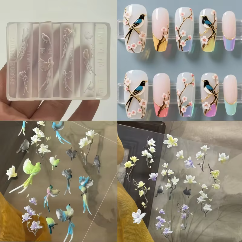 Moule d'art d'ongle sur le thème de la forêt tropicale