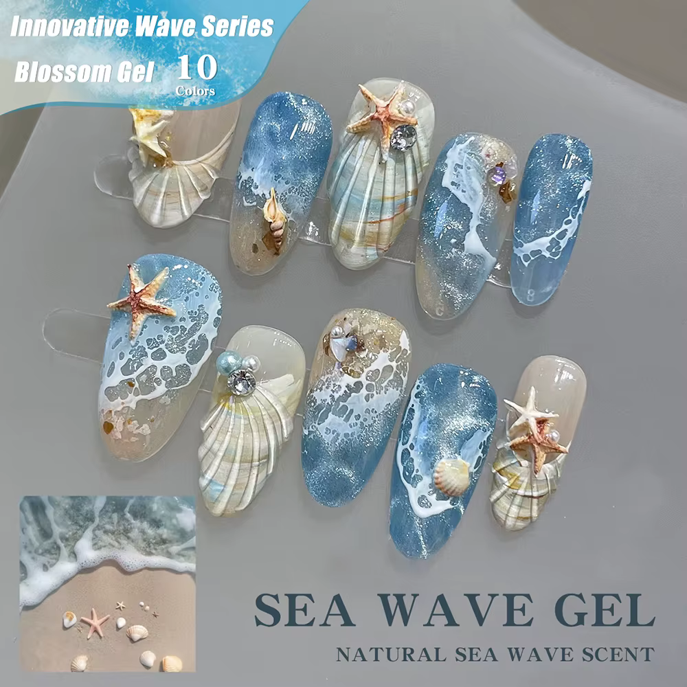 Vendeeni 10 couleurs/ensemble vague de mer floraison Gel vernis à ongles TPO HEMA FREE UV tremper Gel vernis marbre dentelle Nail Art fleur Gel