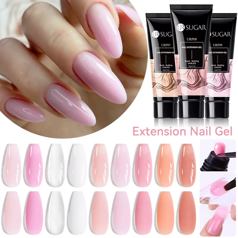 UR SUGAR 1/2 pièces 15ml Gel d'extension d'ongle tremper UV LED acrylique cristal blanc clair Gel nu vernis à ongles Gel de Construction UV