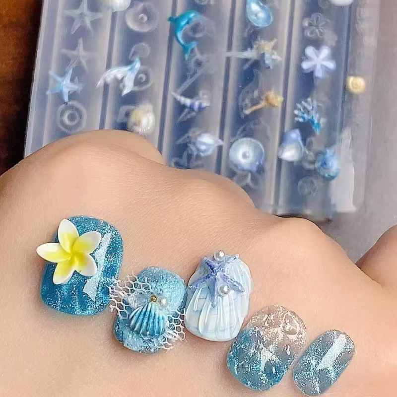 1 morceau de moule d'art d'ongle de style océan