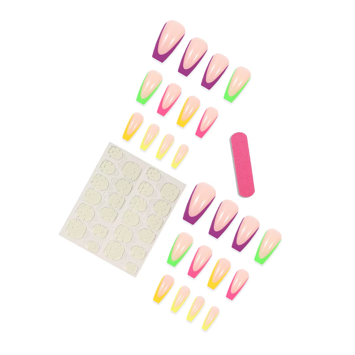 Bâtons de colle simples portables sur faux ongles presse française colorée sur N64 avec motifs longue tête carrée