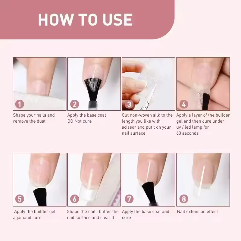 Extension d'ongles en fibre de verre de soie