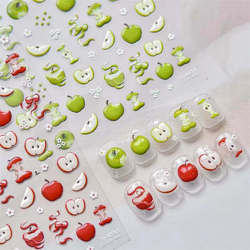 Autocollants pour ongles en gelée de fruits mignons 5D