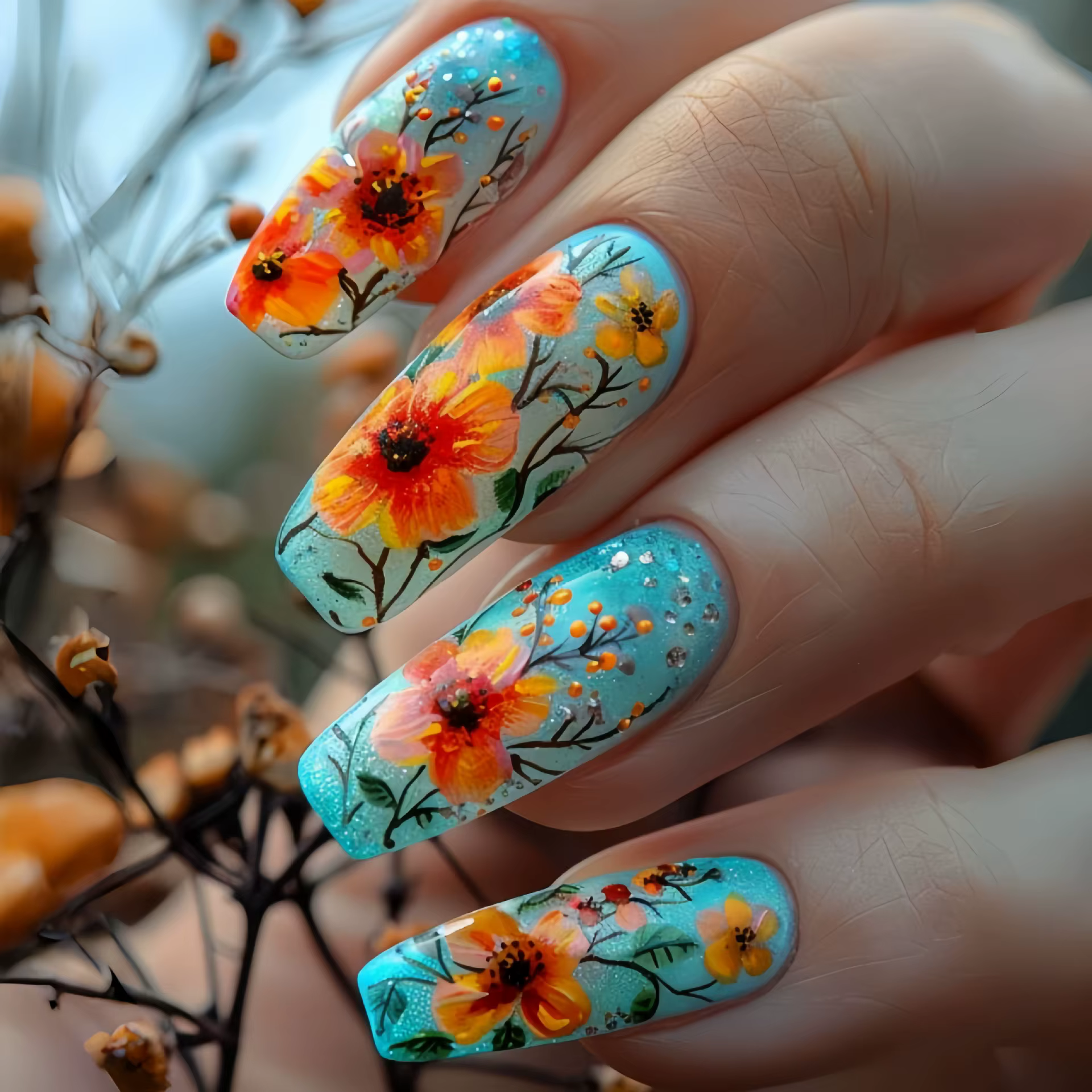 Faux ongles mi-longs pour femmes et filles