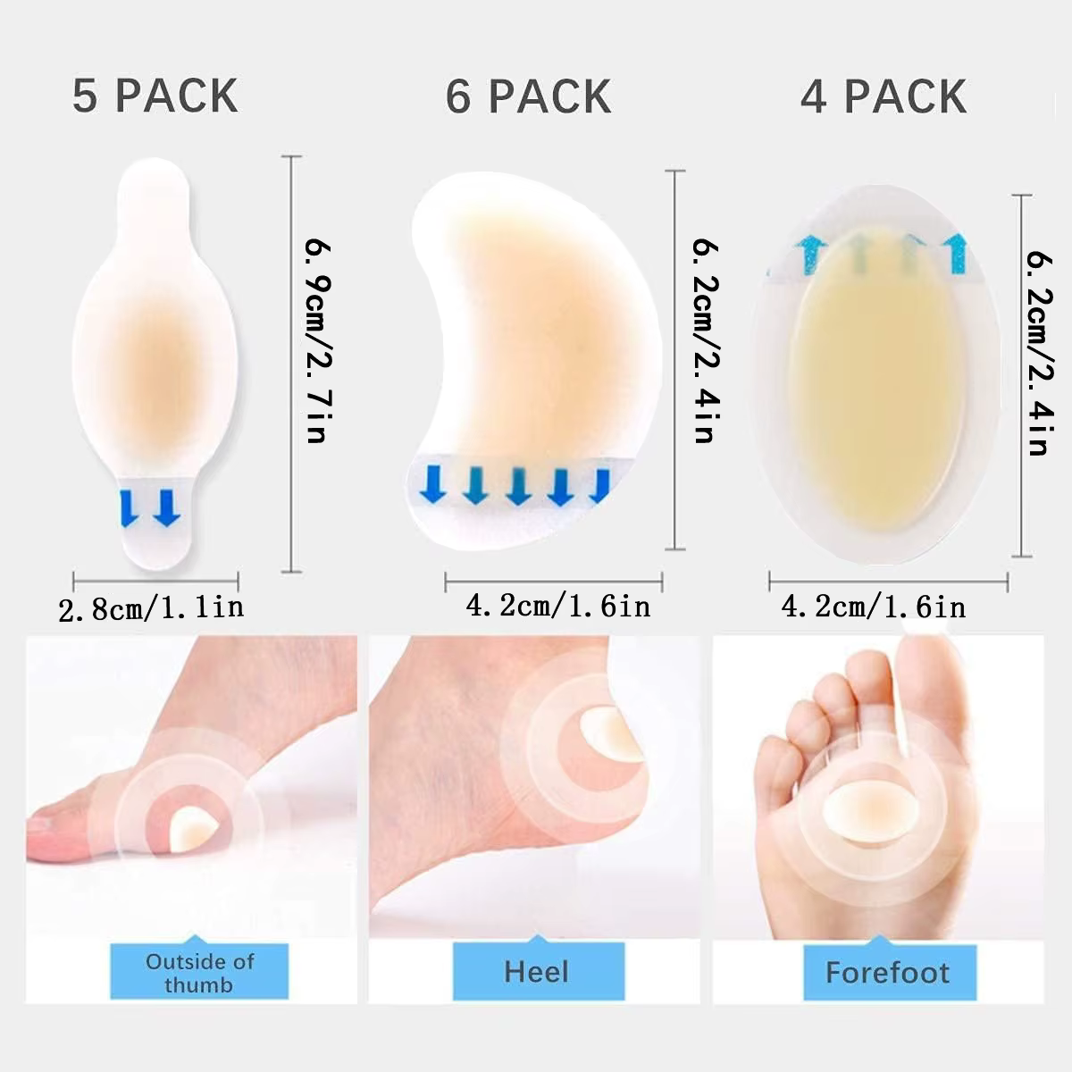 Plâtres pour blister, 15 pièces, Gel hydrocolloïde Invisible, Bandages pour blister, coussin pour talon, pied, orteils et protection de la peau