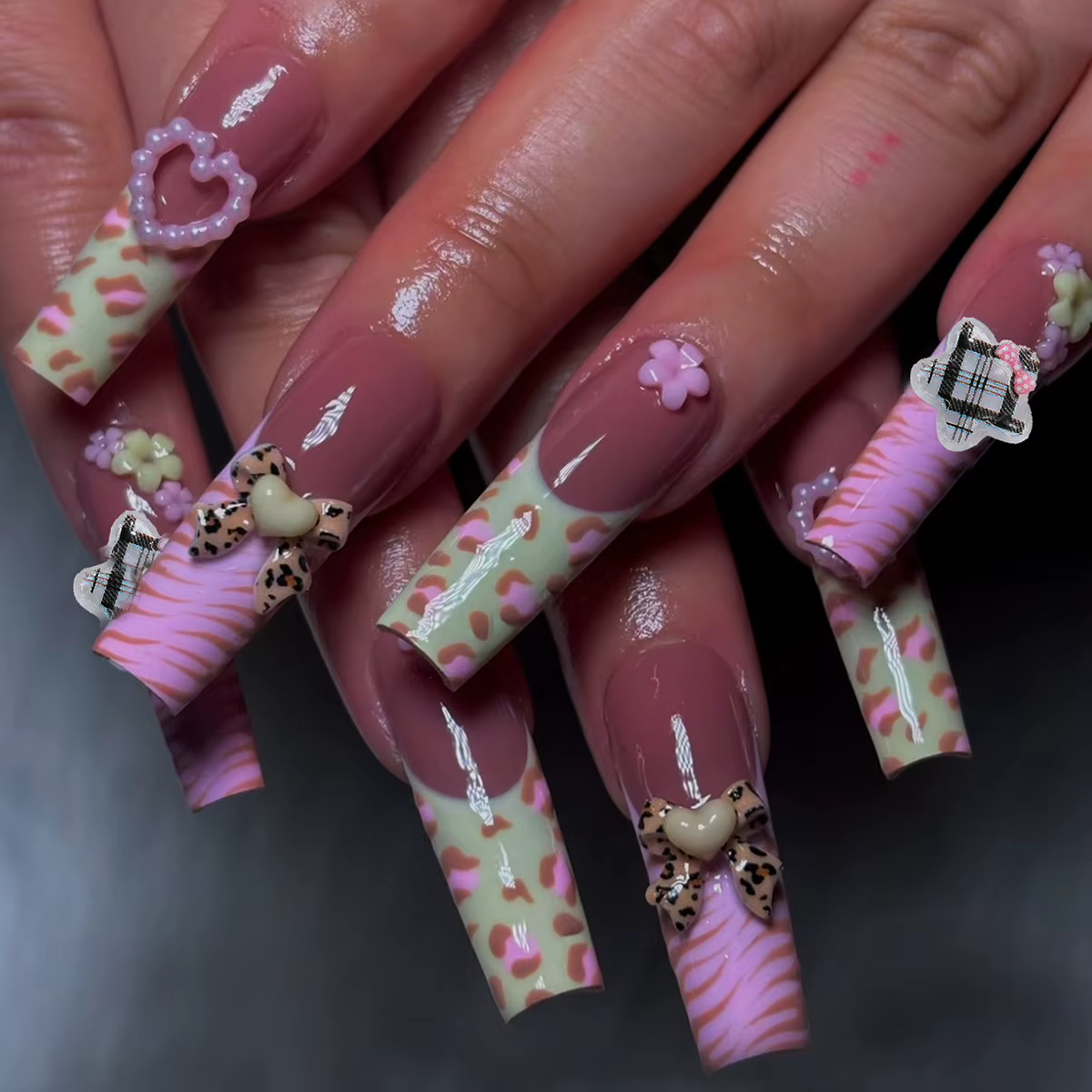 Faux ongles européens longs en forme de cercueil