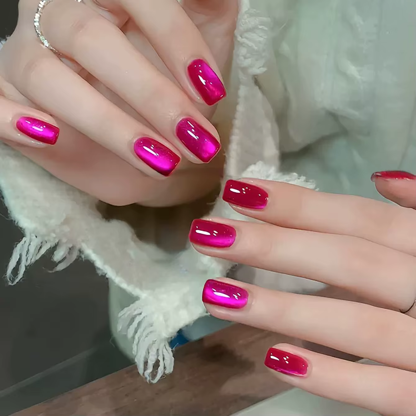 Vernis à ongles gel œil de chat en perles de verre fuchsia ZH 12ML 2026