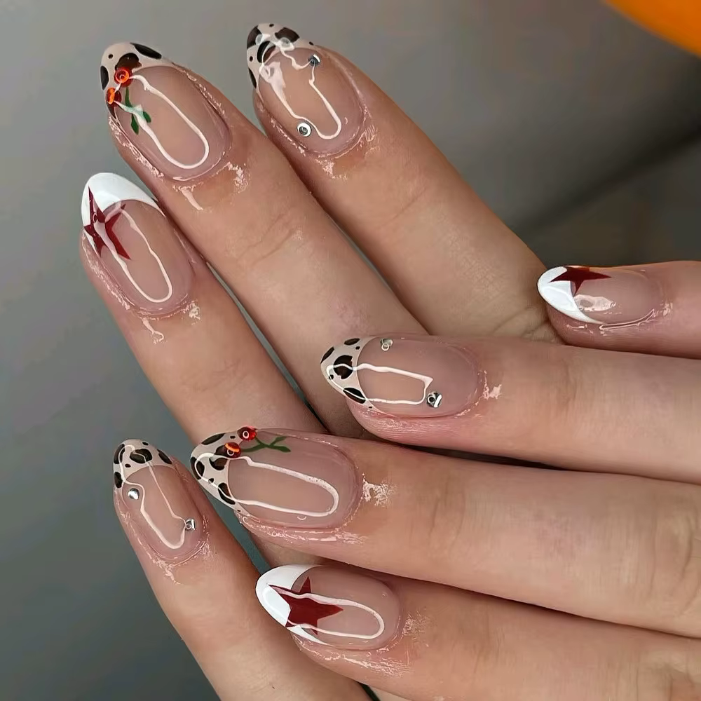 24 faux ongles à presser imprimé léopard