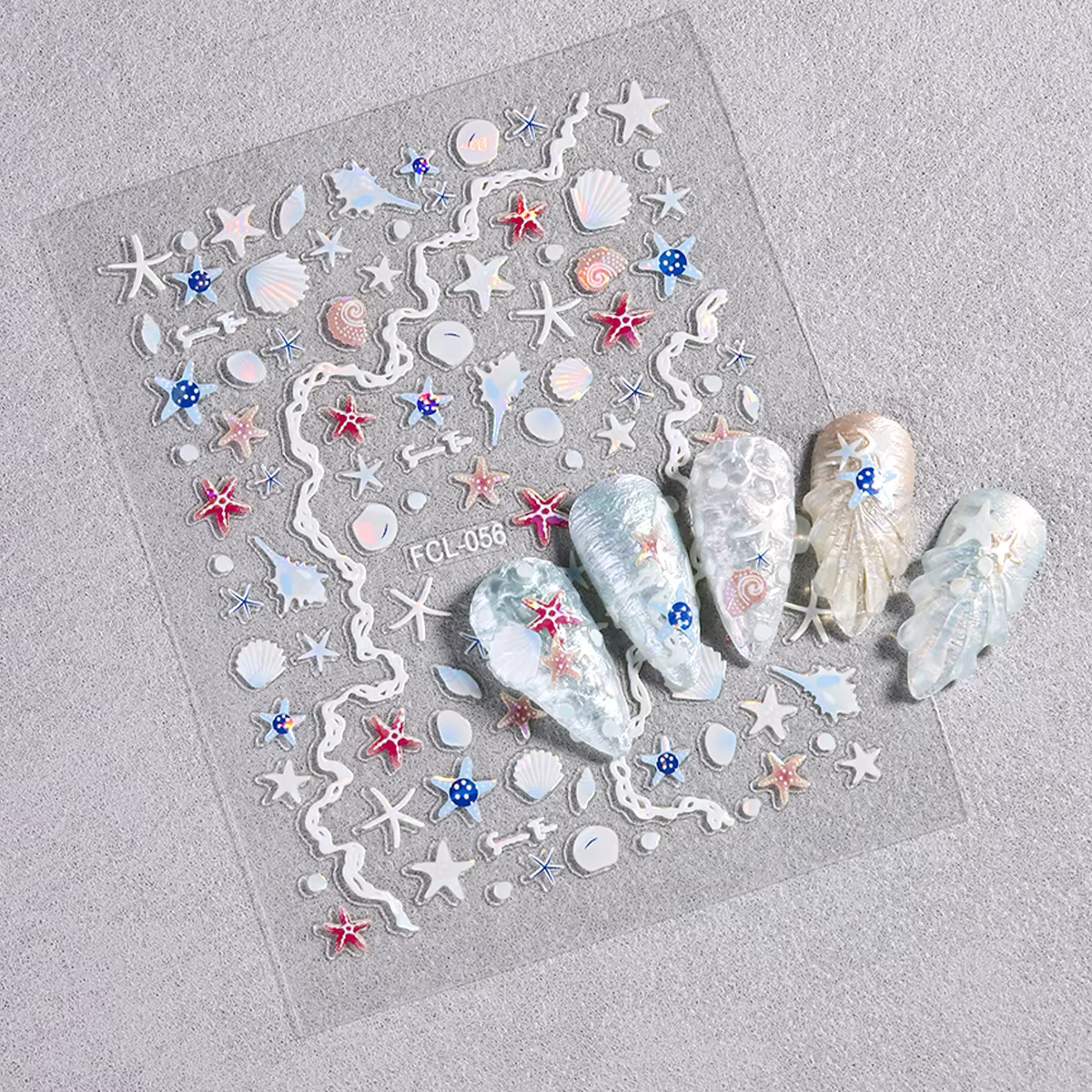 Autocollants pour ongles en forme de coquillages et d'étoiles de mer