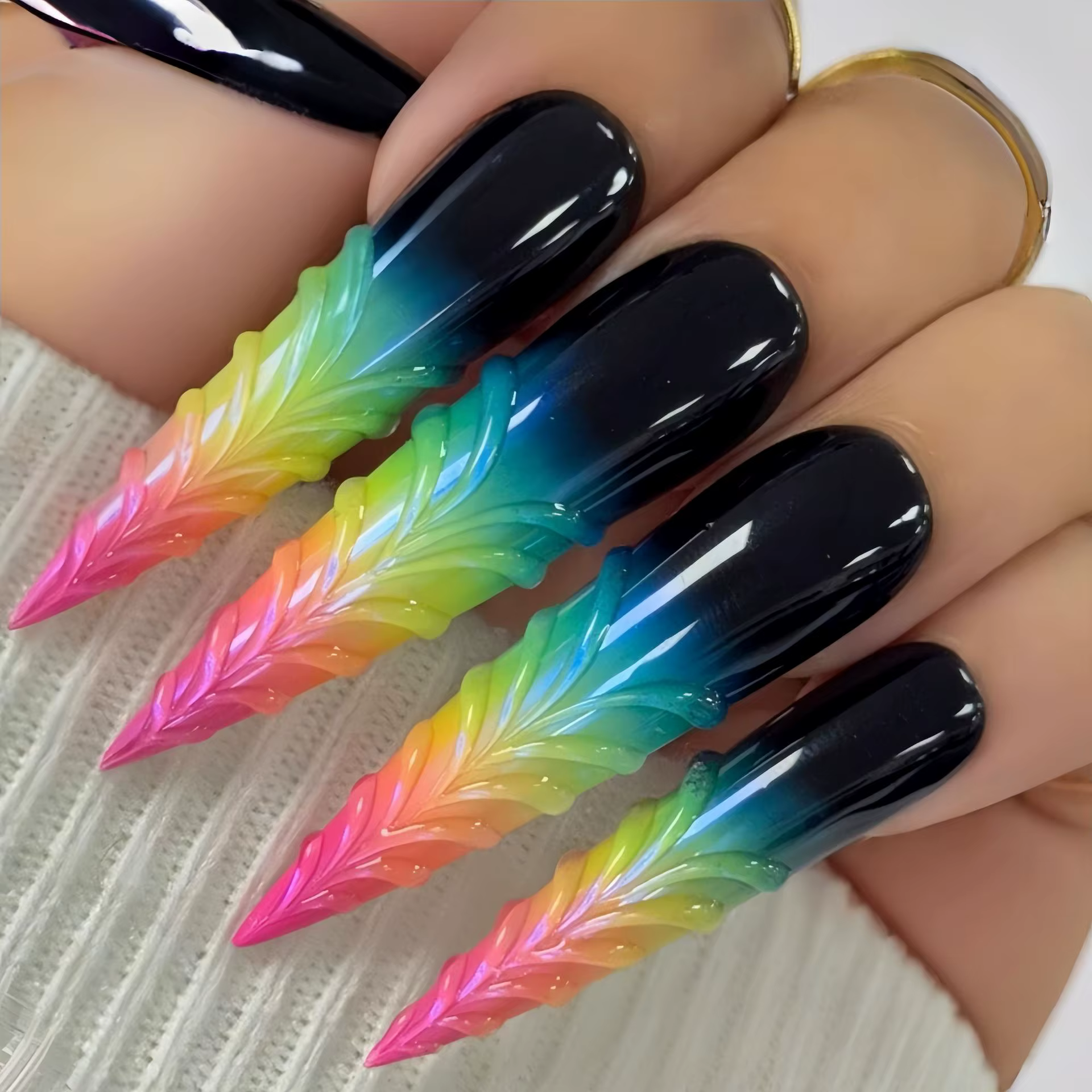 Faux ongles longs en forme de goutte d'eau 3D pour femmes et filles