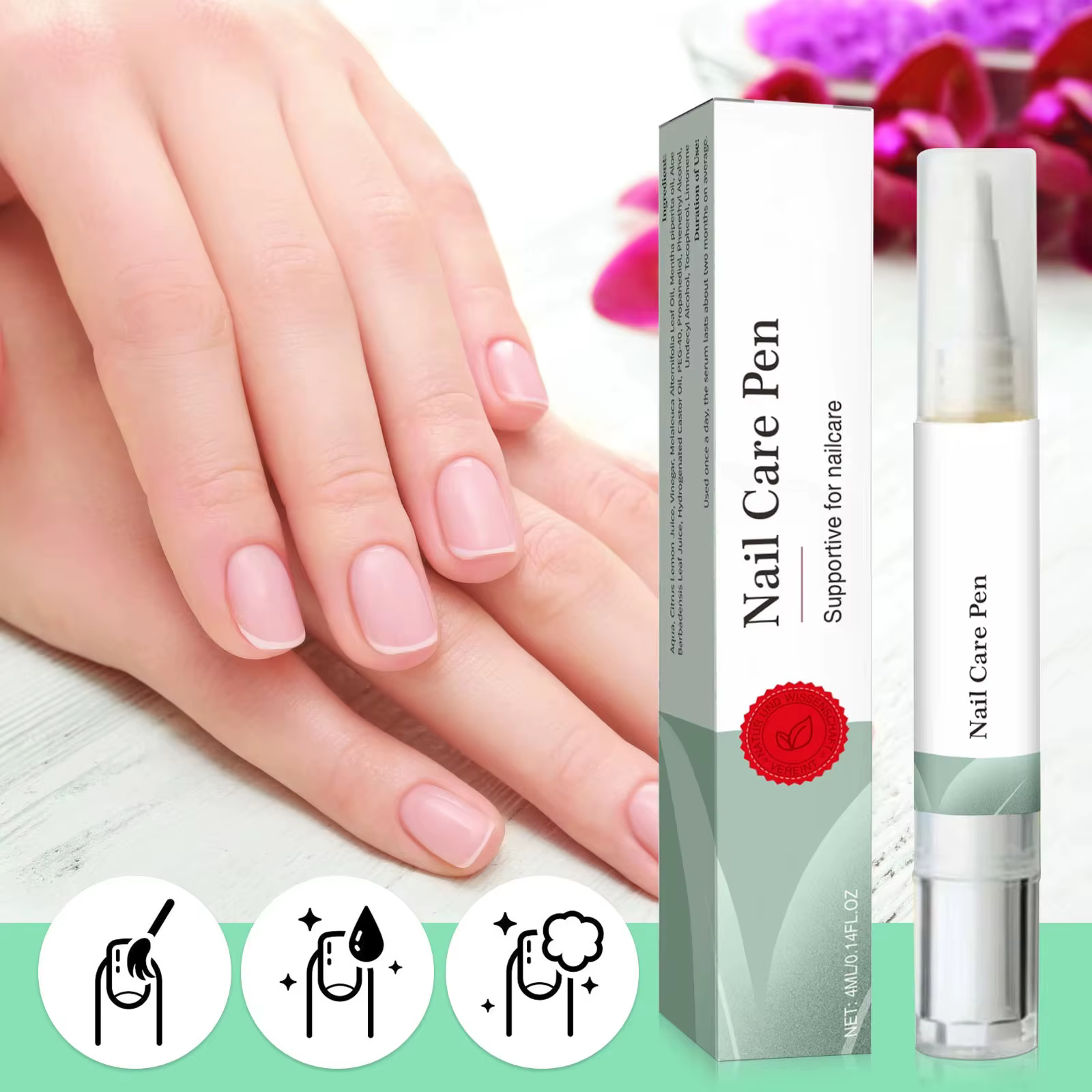 Stylo réparateur pour ongles enrichi en antioxydants 4 ml - Avec des huiles naturelles pour hydrater